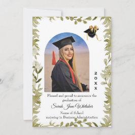 Boho blad rand universitaire afstuderen aankondigi kaart