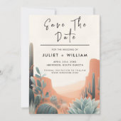 Boho blad woestijn cactussen succulent bruiloft save the date (Voorkant)