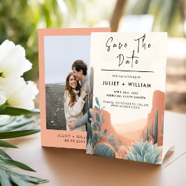 Boho blad woestijn cactussen succulent bruiloft save the date