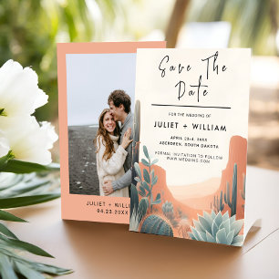 Boho blad woestijn cactussen succulent bruiloft save the date