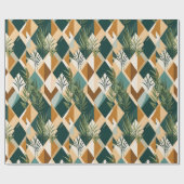 Boho-bladeren en geometrische vormen cadeaupapier (Vlak)
