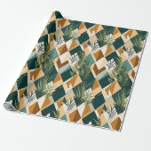 Boho-bladeren en geometrische vormen cadeaupapier (Uitgerold)