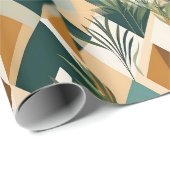 Boho-bladeren en geometrische vormen cadeaupapier (Rol Hoek)