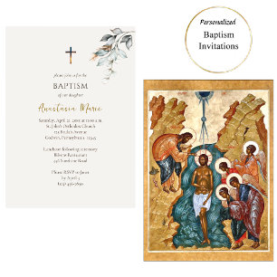 Boho Bladeren Orthodoxe Christelijke Doop Kaart