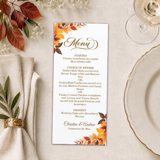 Boho Bladeren Trouwliefde Menu