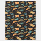 Boho bladeren turquoise fleece deken (Voorkant)