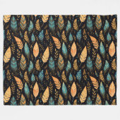Boho bladeren turquoise fleece deken (Voorkant (Horizontaal))
