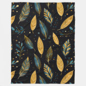 Boho bladeren turquoise sienna fleece deken (Voorkant)