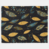 Boho bladeren turquoise sienna fleece deken (Voorkant (Horizontaal))