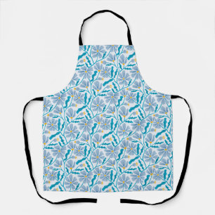 Boho Blauw Abstract Bloempatroon Schort