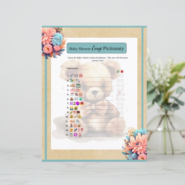 Boho Blauw Beer Baby Emoji Game (Staand voorkant)