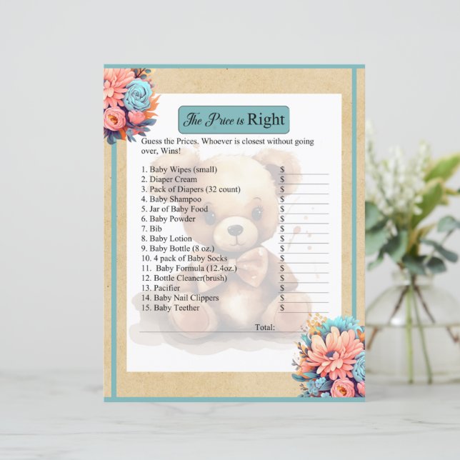 Boho Blauw Beer Baby Prijs is Juiste Spel (Staand voorkant)
