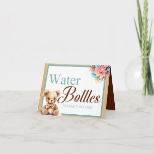 Boho Blauw Beer Baby shower Waterfles Tafel Kaart