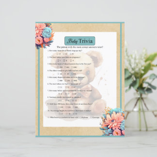 Boho blauw Beer Baby trivia spel