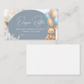 Boho Blauw Beer Balloon Baby shower Luier Raffle Informatiekaartje (Voorkant / Achterkant)