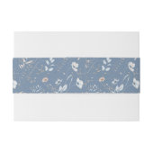 Boho Blauw Bloemen Belly Band Uitnodigingen Wikkel (Achterkant Voorbeeld)