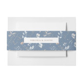 Boho Blauw Bloemen Belly Band Uitnodigingen Wikkel (Voorkant Voorbeeld)