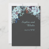 Boho Blauw Bloemen Winter Schaduw Grijs Bruiloft Kaart (Achterkant)