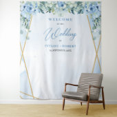 Boho blauw bloemeneucalyptus en gouden lijst Bruil Wandkleed (In situ)