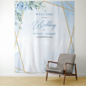 Boho blauw bloemeneucalyptus en gouden lijst Bruil Wandkleed (In situ)