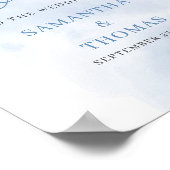 Boho blauw bloemeneucalyptus goud bruiloft welkom poster (Hoek)