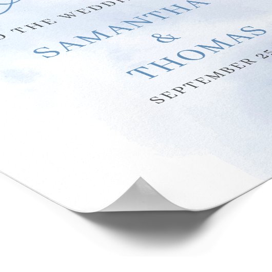 Boho blauw bloemeneucalyptus goud bruiloft welkom poster (Hoek)