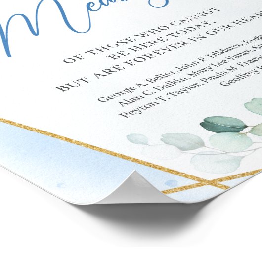 Boho blauw bloemeneucalyptus goud In liefdevolle h Poster (Hoek)