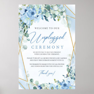 Boho blauw bloemeneucalyptus unplugged ceremonie poster