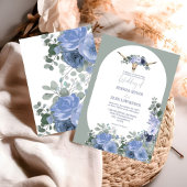 Boho Blauw Bloemenlaarzen Cowboy Western Bruiloft Kaart