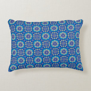  Boho Blauw Bloempatroon Accent Kussen