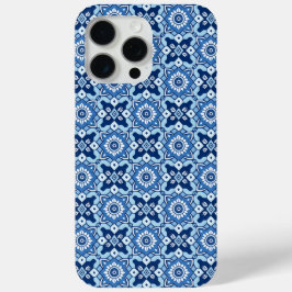  Boho Blauw Bloempatroon iPhone 15 Pro Max Hoesje