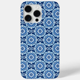  Boho Blauw Bloempatroon iPhone 15 Pro Max Hoesje