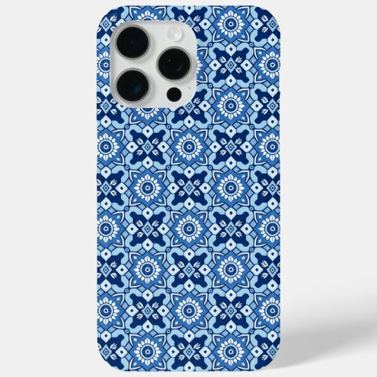  Boho Blauw Bloempatroon Case-Mate iPhone Case (Achterkant)