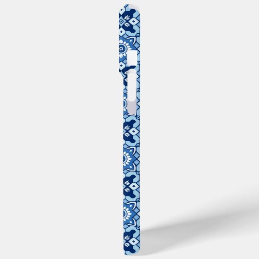 Boho Blauw Bloempatroon Case-Mate iPhone Case (Achterkant / Links)