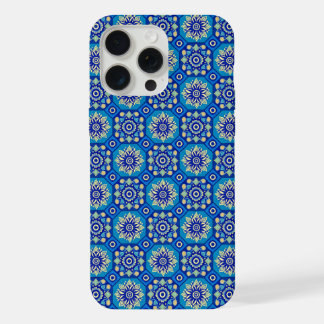 Boho Blauw Bloempatroon iPhone 15 Pro Max Case