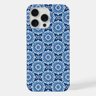 Boho Blauw Bloempatroon iPhone 15 Pro Max Case