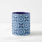 Boho Blauw Bloempatroon Mok (Midden)
