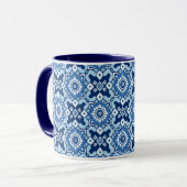 Boho Blauw Bloempatroon Mok (Voorkant links)