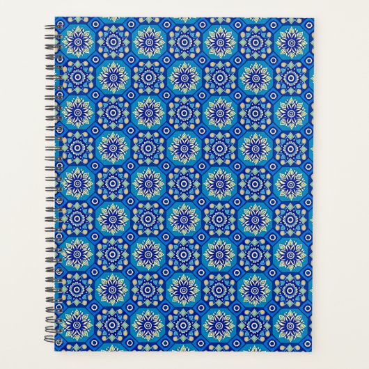  Boho Blauw Bloempatroon Planner (Voorkant)