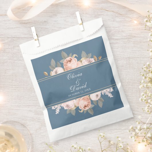 Boho Blauw en Blush Pioenen Bruiloft Bedankzakje (Geknipt)