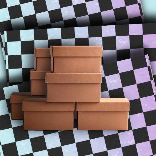 Boho Blauw en paarse geruit tissuepapier