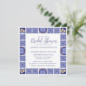 Boho Blauw en Wit Mediterraans Bruidsbad  Kaart (Staand voorkant)