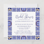 Boho Blauw en Wit Mediterraans Bruidsbad  Kaart (Voorkant)