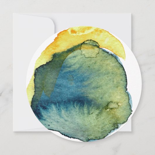 Boho blauw geel Abstract Waterverf bruiloft Kaart (Achterkant)