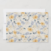 Boho Blauw Geel Bloemen Waterverf Patroon Bruiloft Kaart (Achterkant)