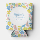 Boho Blauw Geel Ditsy Bloemen Aangepast Baby showe Blikjeskoeler (Voorkant)