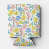 Boho Blauw Geel Ditsy Bloemen Aangepast Baby showe Blikjeskoeler (Achterkant)