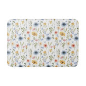 Boho Blauw Geel Roze Wilde Bloem Waterverf Badmat (Voorkant)
