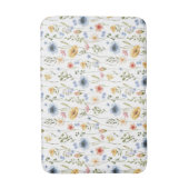 Boho Blauw Geel Roze Wilde Bloem Waterverf Badmat (Voorkant Verticaal)