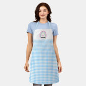 Boho Blauw Gingham Custom Mama Oprichtingsjaar aan Schort (Gedragen)